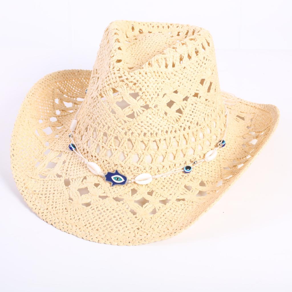 Beliebter europäischer und amerikanischer klassischer hohler westlicher Cowboyhut Herren- und Damen-Mode Urlaubs-atmungsaktiver Sonnenschutz-Strohhut