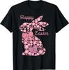 Happy Easter Pink Floral Chinoiseries Bunny Coquette Bow T-Shirt