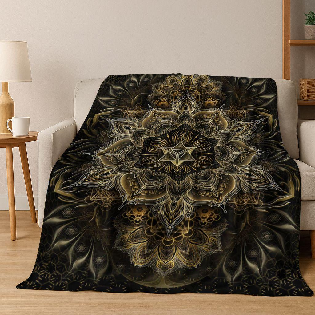 Rainbow Mandala Flower Chakras Yoga Bohemia Art Flannel Blanket,Cozy Soft Throw Blanket for Home Bedroom Bed Sofa Cover Kid Gift