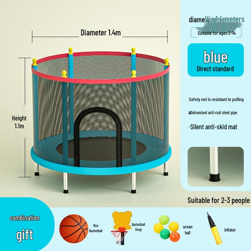Indoor Family Trampoline with Safety Net for Kids and Adults