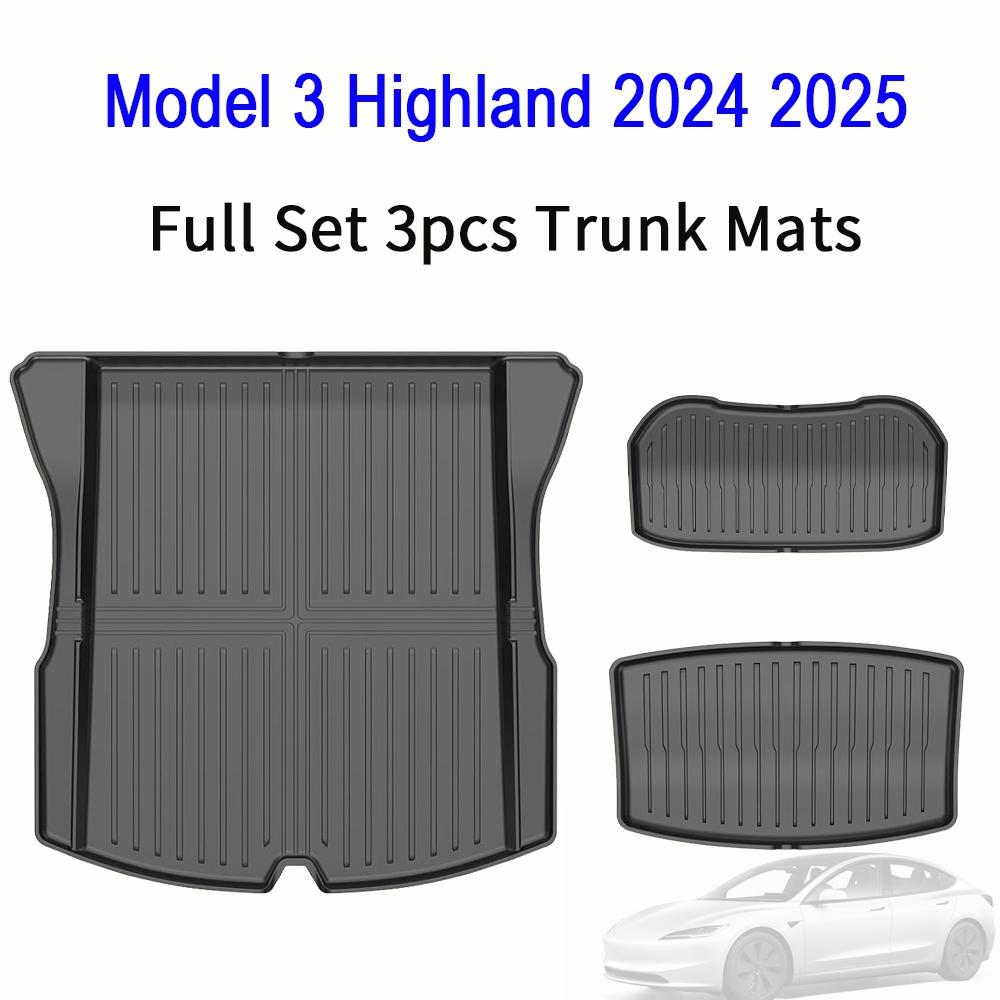 USVOTOV Trunk Mats For Tesla New Model Y Launch 2021-2025 Model 3 Highland Cargo Liner Front Back Sill Guard Anti-Kick Accessory