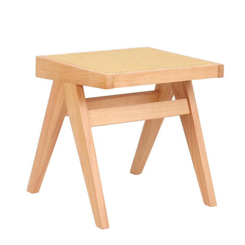 Rubberwood Wabi-sabi Stool Handwoven Rattan Shoe Bench Anti-tip Dining Chair Thickened durable dining table Seat Cushion