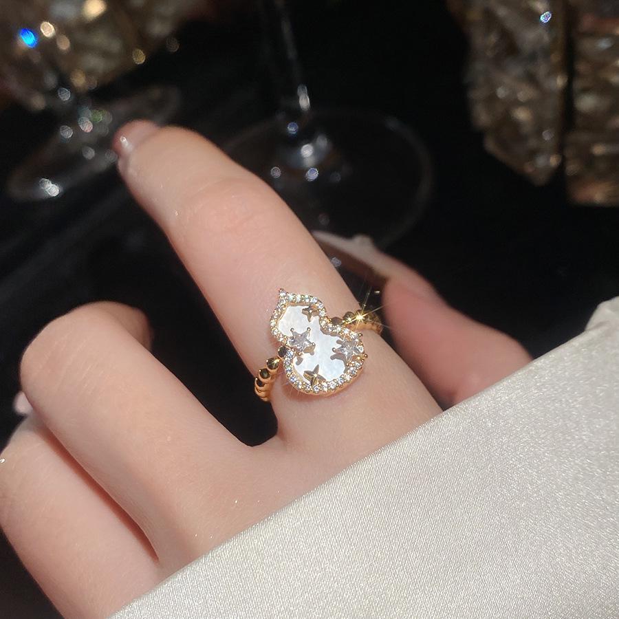 18k Gold Plated Zircon Flower Open Ring - Retro Court Style, Luxury High-End Jewelry