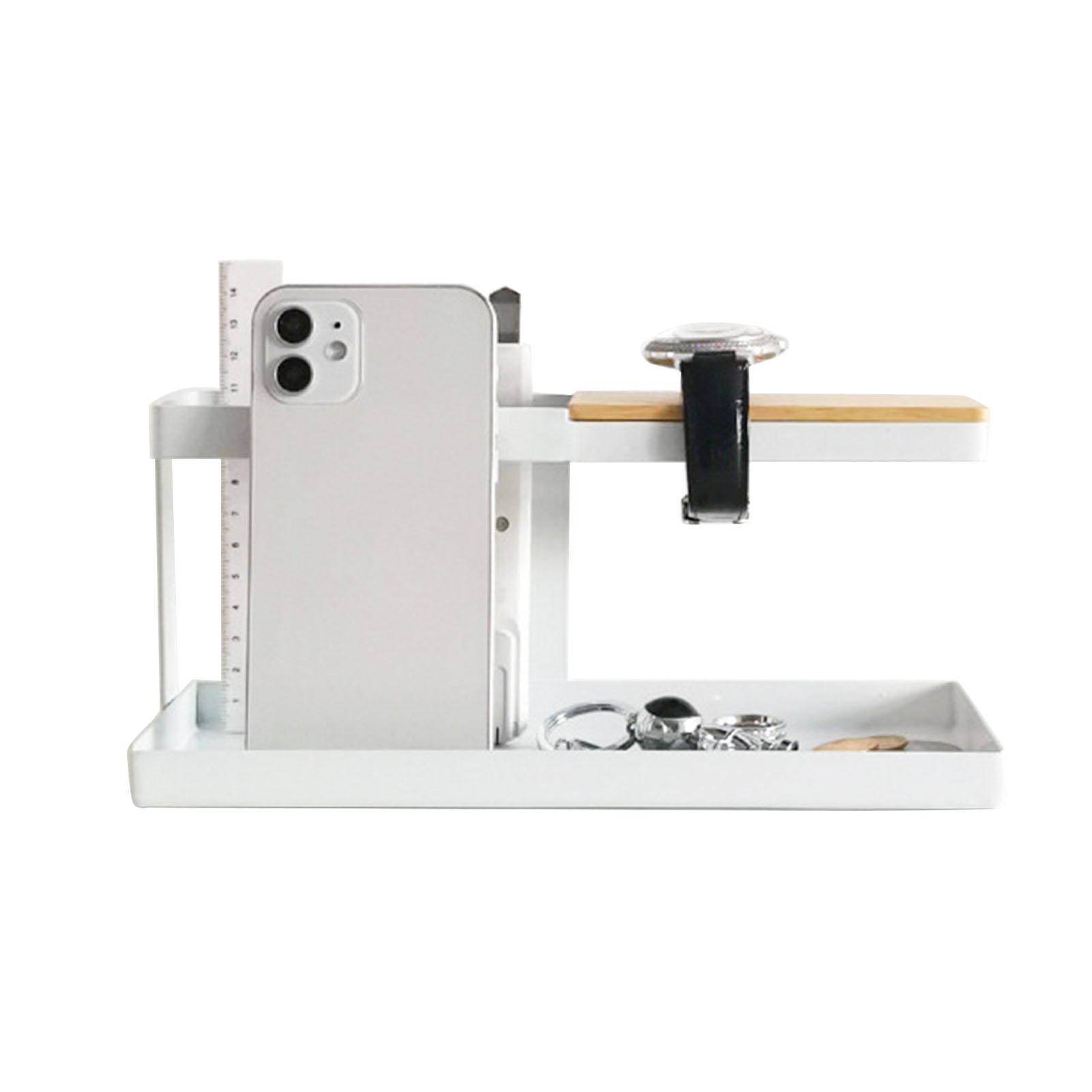 

Desktop Storage Rack Multipurpose 2 Layer Iron Art Desk Shelves for Keys Remote Control Phones Glasses White білий