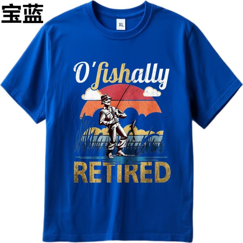 men brand tshirt Black summer For men t shirt O Fishally Retired Fishing Scene Short Sleeve Street Wear Round Neck Teeshirt
