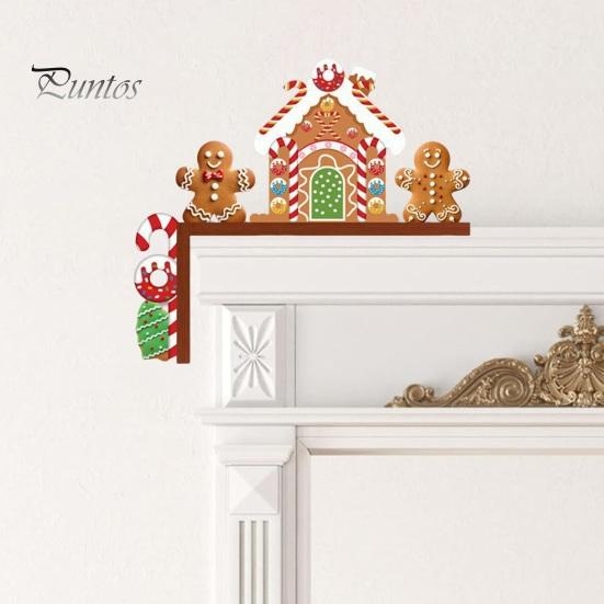 Decorare Colț Usa de Crăciun Topper, Panou din Lemn, Om de Zăpadă Moș Crăciun Omuleț de Ghimbir Pom de Crăciun Panou Cadru Om Decor pentru Casă Petrecere de Sărbători Toppere Decorative
