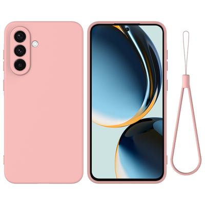 Geeignet für Samsung A26 Solides Flüssigsilikon Handyhülle A16 Schlichtes Business All Inclusive Weiche Schale mit Lanyard