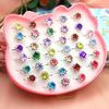 36-Piece Colorful Heart-Shaped Diamond Gemstone Rings for Girls' Birthdays