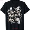 Funny Women Magical Grandma Manager of Mischief Mother's Day T Shirt for Da Vintage Washed Casual Unisex Breathable Streetwear