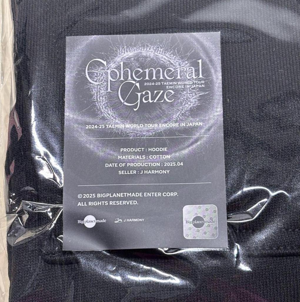 SHINee TAEMIN Ephemeral Gaze ENCORE Official MD HOODIE with