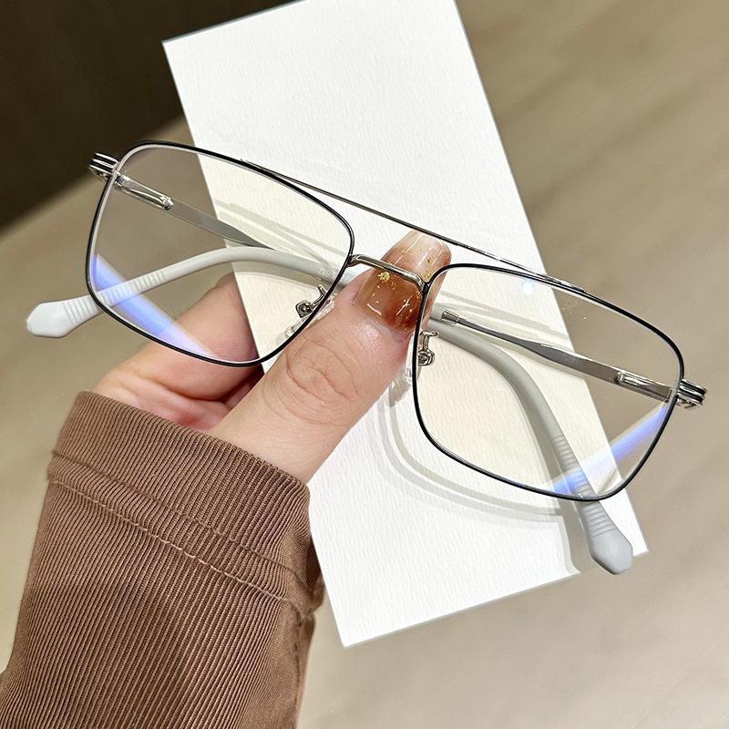 Men'S And Women'S Versatile Glasses, Metal Glasses Frame, Plain Face Trimming, Decorative Flat Glasses, Myopia Glasses