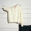 Korean Embroidered Flower Knit Cardigan: Color Block, Doll Collar, Soft, Versatile, Loose Fit - Perfect for Autumn/Winter.