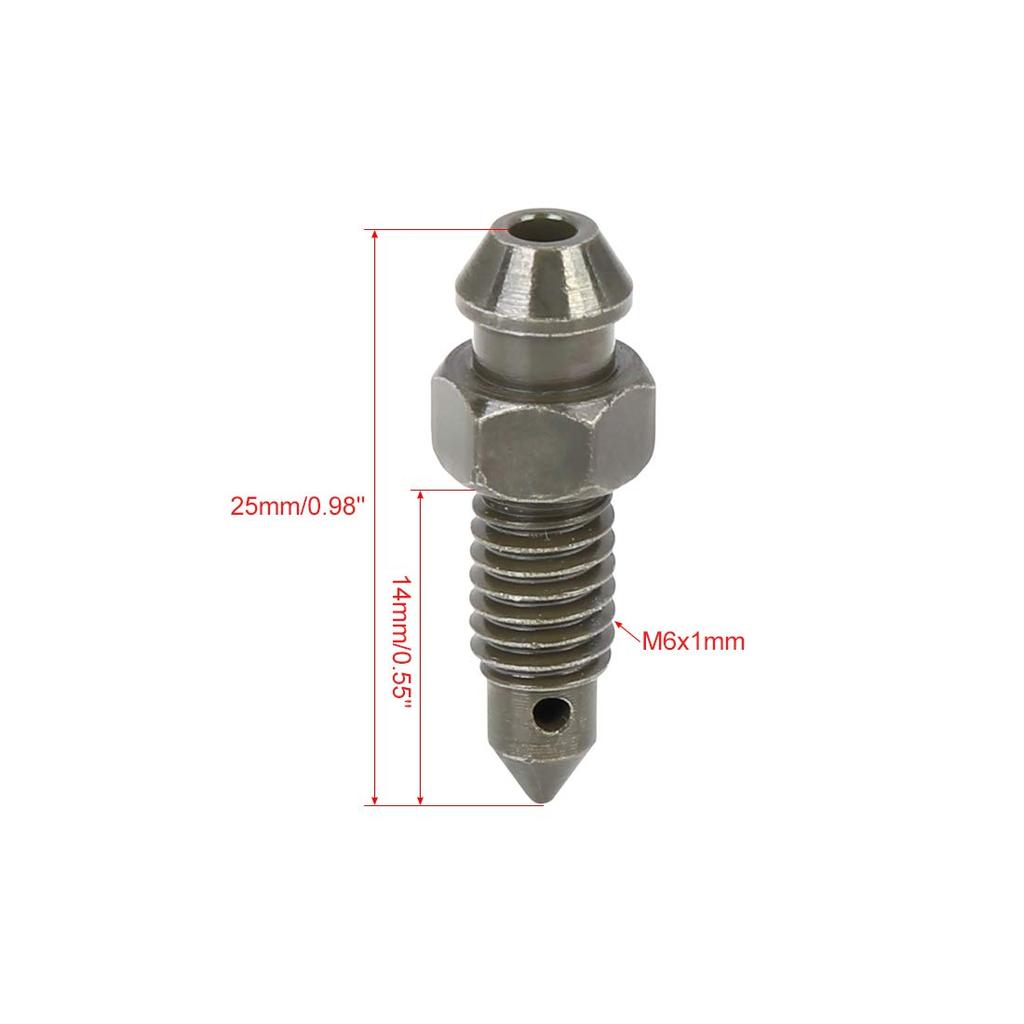 F FIERCE CYCLE Bleeder Screws, Banjo Shop Repair Screws with Caps for Motorcycle Brake Cylinders 1mm 4pcs M6