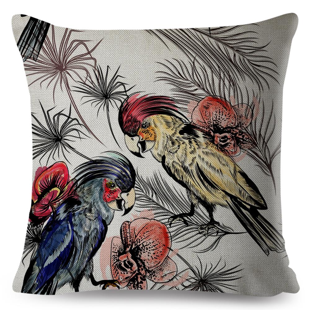 Exotic Flower Cushion Cover Orchid Palm Leaf Design Decorative Throw Pillow Case Living Room Bedroom Sofa Decor