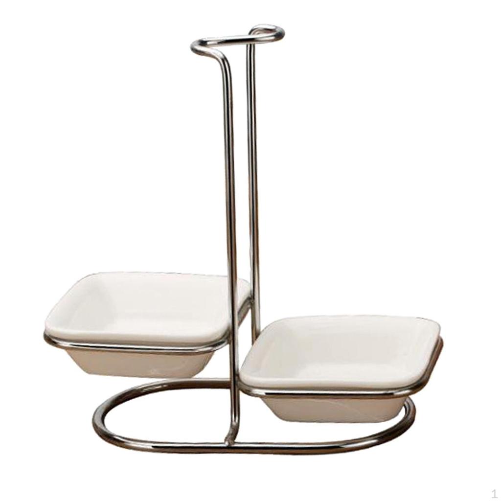 color ceramic Kitchen Ladle Spoon Rest Holder with Polished Stainless Steel Rack