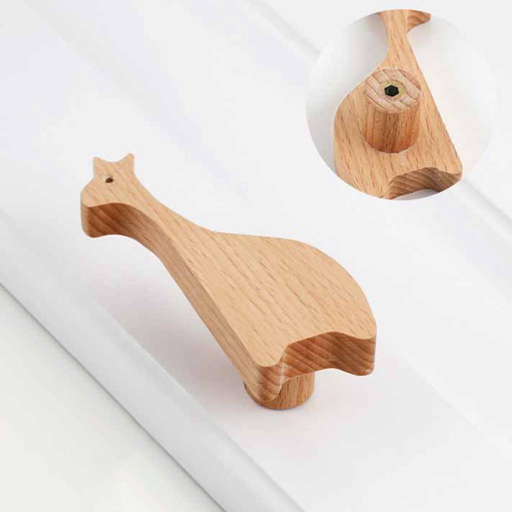 Punch-free Sticky Wooden Handle Children's Room Cartoon Cabinet Door Cabinet Drawer Single Hole Solid Wood Handle.