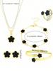 6pcs Same-Color Lucky Flower Jewelry Set - Earrings+Necklace+2 Bracelets+Ring, Cute Daily Decoration Accessories