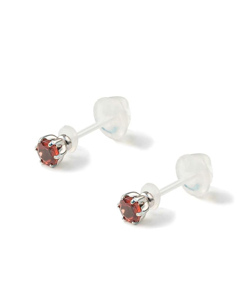 L&Co K10 WG White Gold Natural Garnet Ceramic Earrings, Hypoallergenic, 46-6186