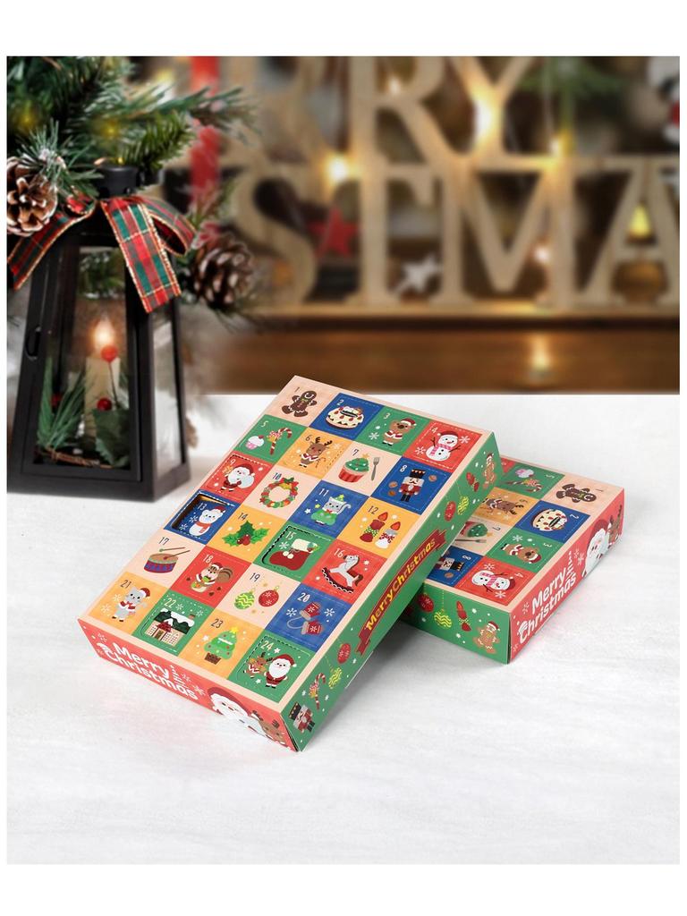 24-Grid DIY Christmas Surprise Box with Snap-Button Closure (5-Pack)