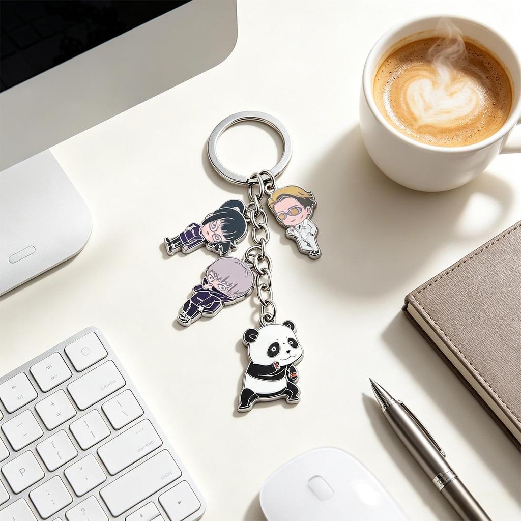 Metal Keychain Set Featuring Multiple Character Designs Durable Alloy Material with Keyring Attachment for Everyday Use Collectible Accessory