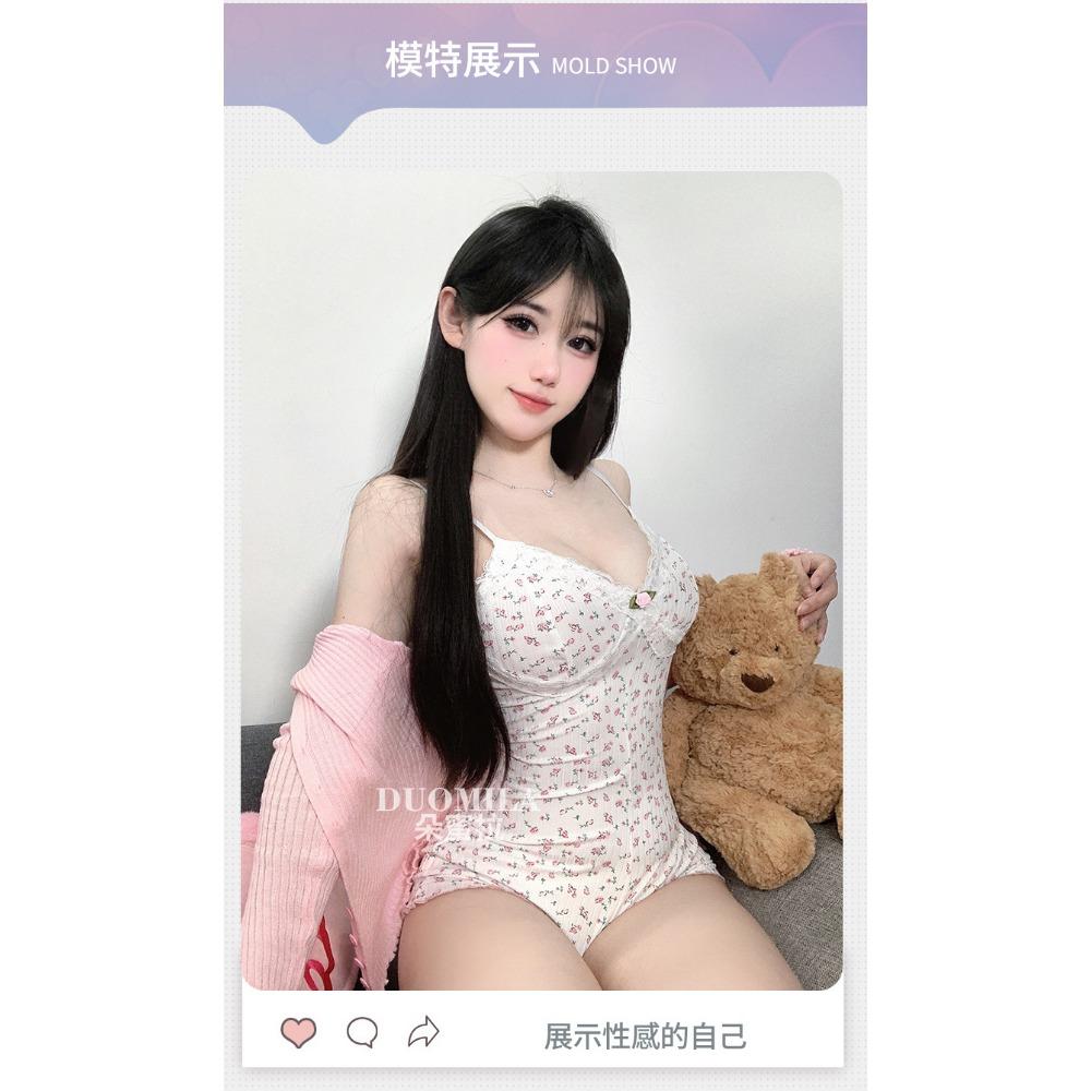 Sex Underwear Pure Desire Wind V-neck Small Floral Suspender Nightdress, Small Sexy Rose Floral Onesie Suspender Wholesale