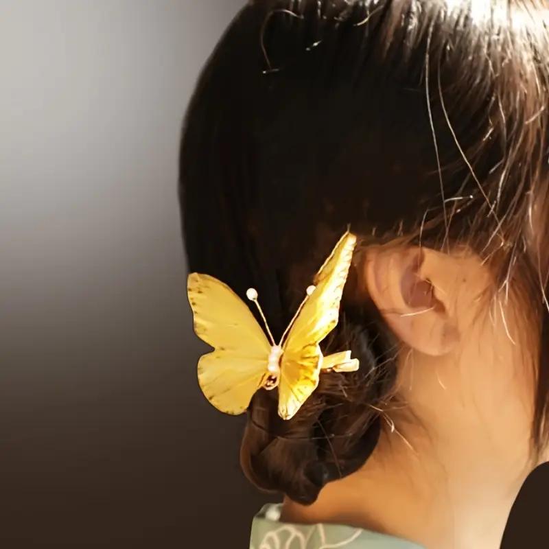 

Retro Butterfly Hairpin Imitation Pearl Side Clip Gold Hair Accessories Women s Hair Decoration Hairpin Gold Jewelry золотой