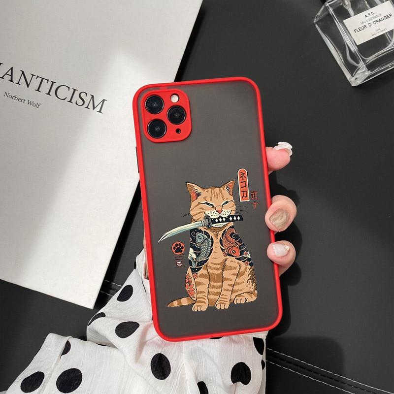 Pouzdro na telefon Neko Ramen Japan Cat Anime pro iPhone 13 11 Pro 12 7 XS MAX X XR SE2 8Plus Cool Clear Clear Hard Matte Cover Fundas
