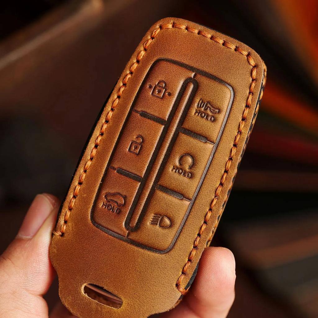 Fit for Genesis Key Case for Car GV70 Launce GV80/G90 Automobile Protective Case Package Genuine Leather Handmade Cover