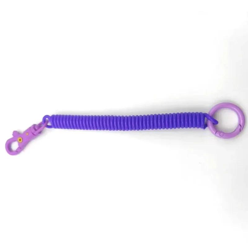 Coil Springs Keychain Stretchy Spiral Spring Coil Retractable Coil Springs Keychain With Metal Clasp Key Chain Holder Lanyard