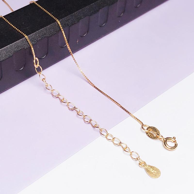 S925 Sterling Silver Women’s Adjustable Box Chain Necklace Choker with Extension