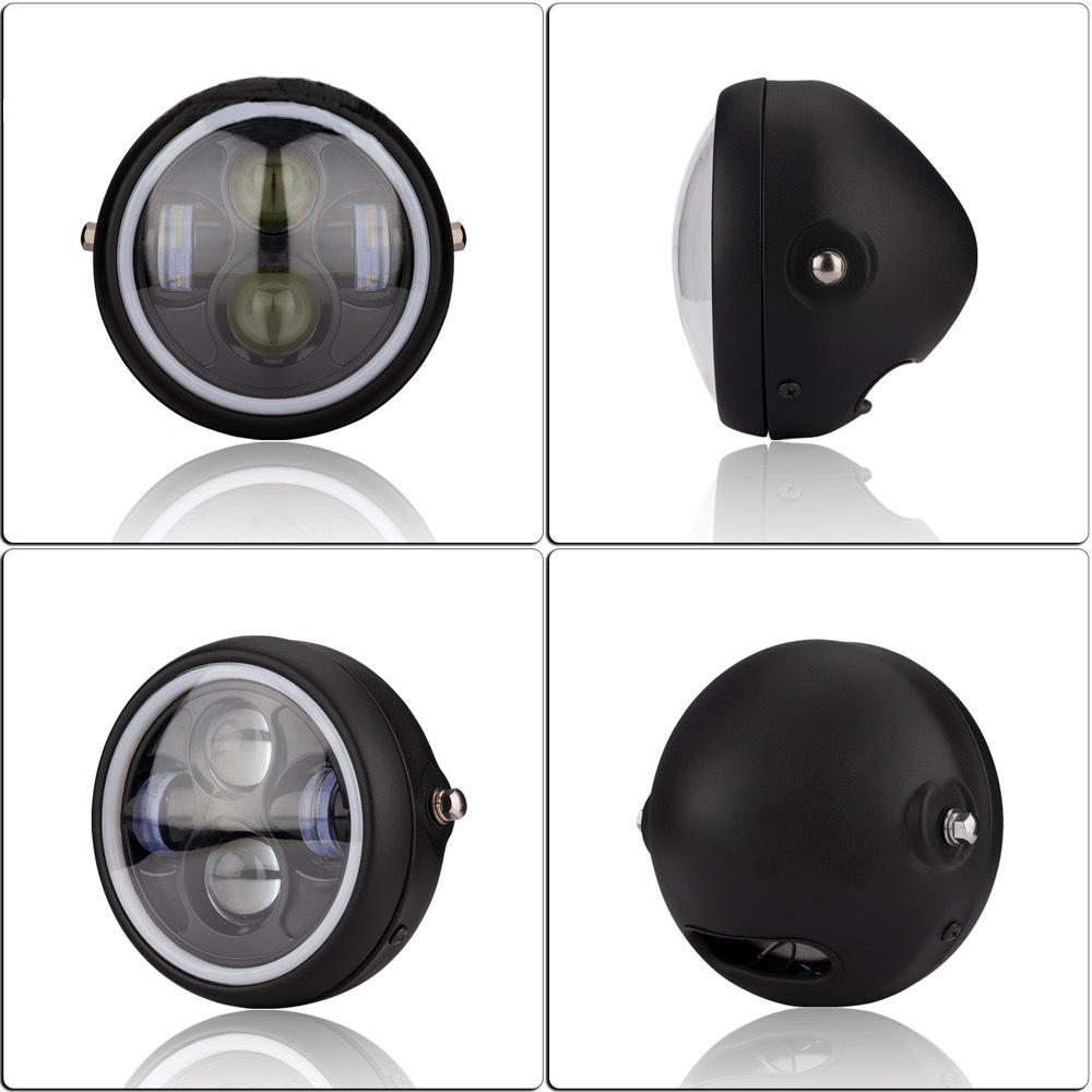 6.5" Motorcycle Headlight Round LED Headlamp Projector W/Bracket for Cruisers Chopper Cafe Racer Bobber Head Light Faros De Moto