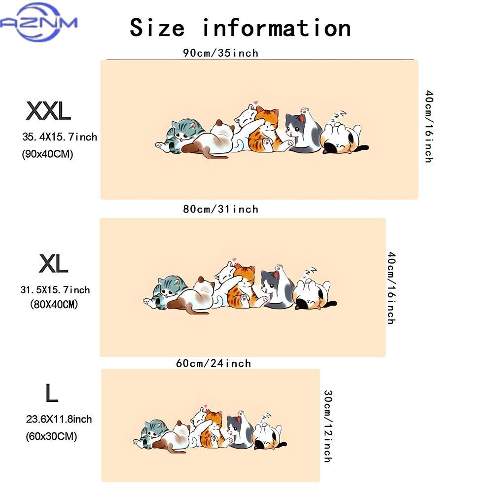 Cute Scarf Cat Mouse Pad Large Computer Office Game Table Mat Rubber Anti-slip Stitched Edge Keyboard Mats  Desk Pads