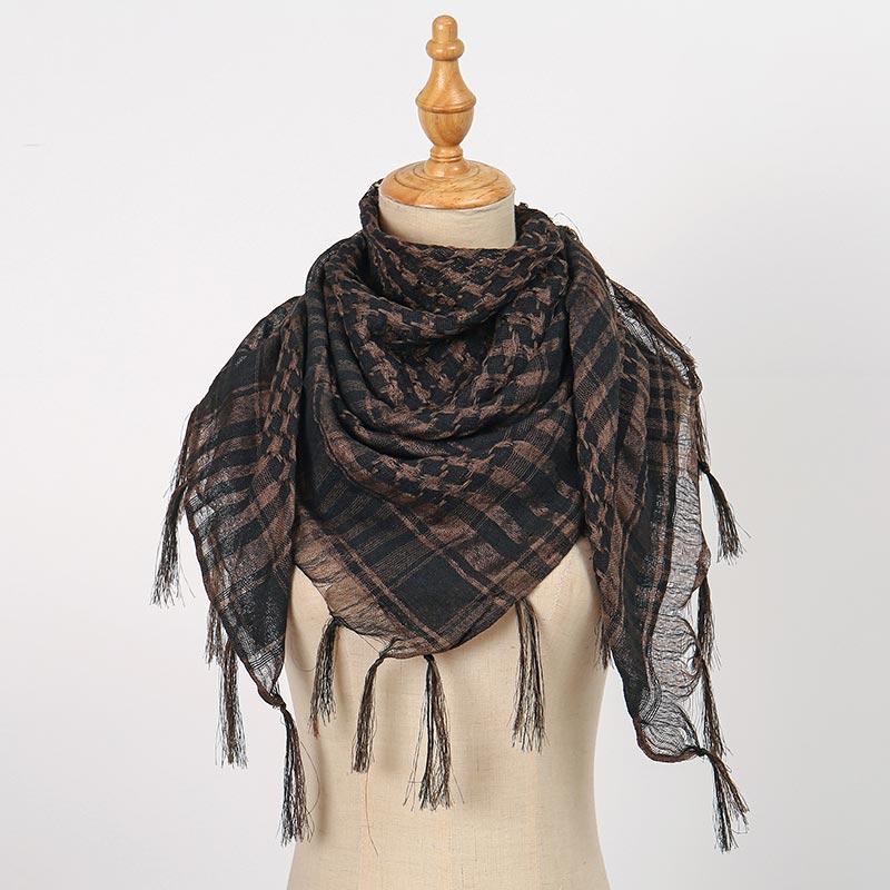 Square Arab Xale Muslim Chess Striped Striped Outdoor Scarf Wind And Sand Neck Cover