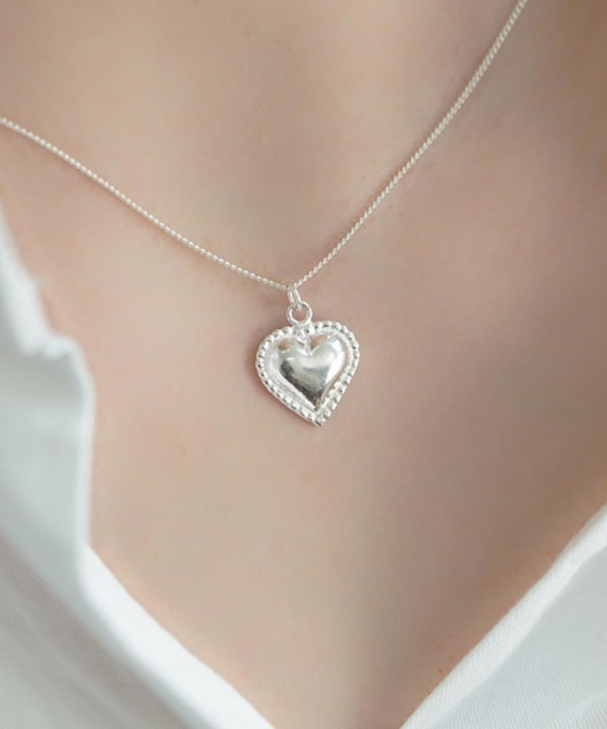 Alleun Silver 925 Heart Pendant Layered Chain Necklace