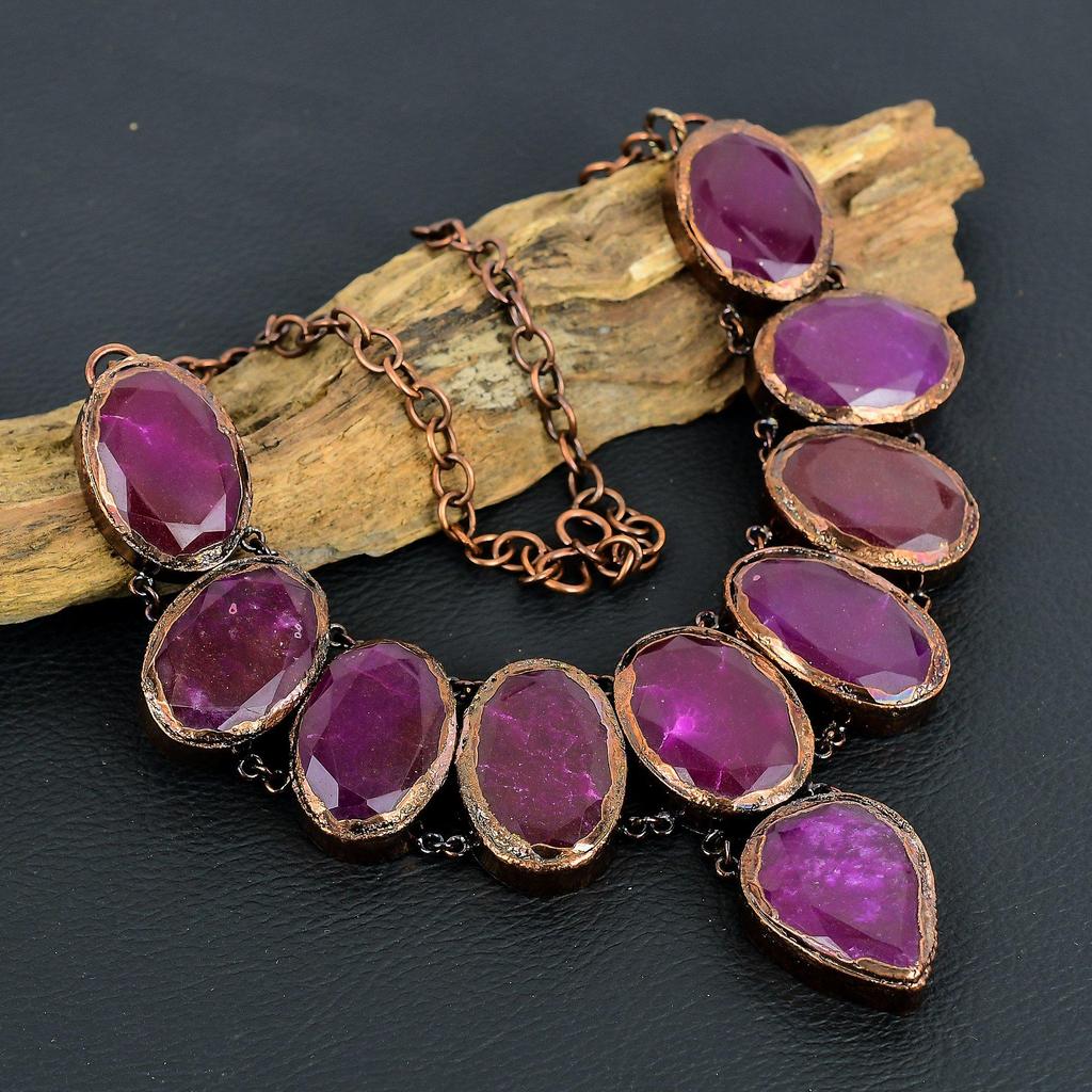 Ruby Necklace, Copper Electroformed Gemstone Jewelry, Handmade Necklace Amazing Jewelry, Gift For Her