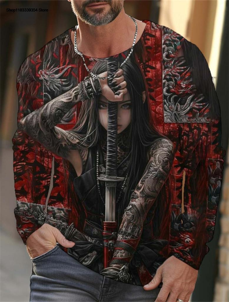 Trendy Anime Beauties Graphic T Shirts Fashion Autumn Streetwear Hip Hop 3D Printed Long Sleeve T-shirts Cool Oversized Tees