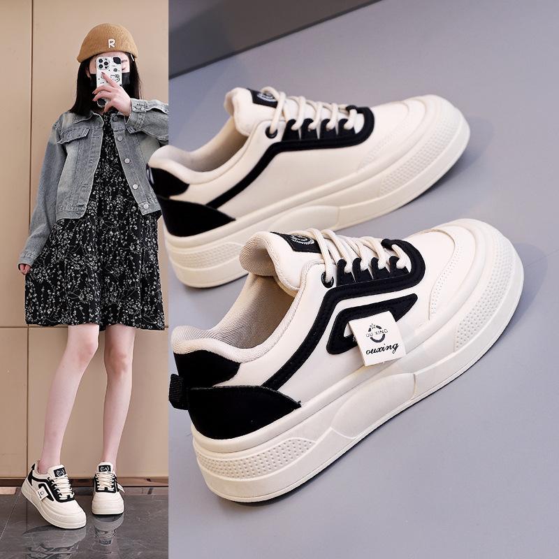 2025 spring little white shoes new Korean version ins female students height increase platform sports board shoes casual shoes female Q2006