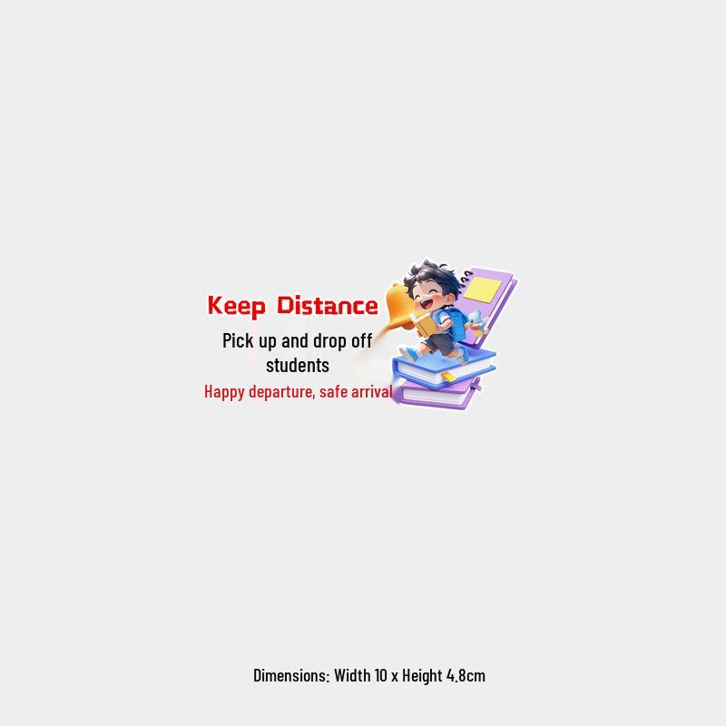 

Safe Student Transport Sticker: Happy Departures, Secure Arrivals, Personalized Text, Creative Design, Female Driver, Rear Windshield Placement