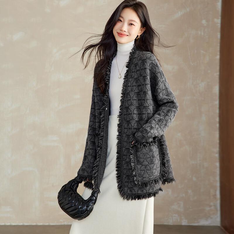 

Srcr Women s Pure Wool Jacquard Cardigan L