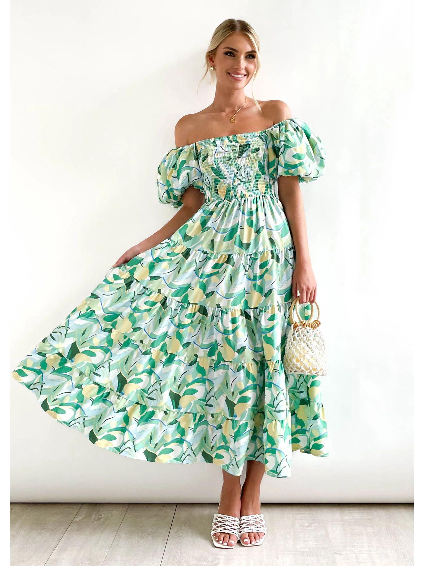 

Летнее облегающее длинное платье на одно плечо с пышным рукавом, 2024 Large