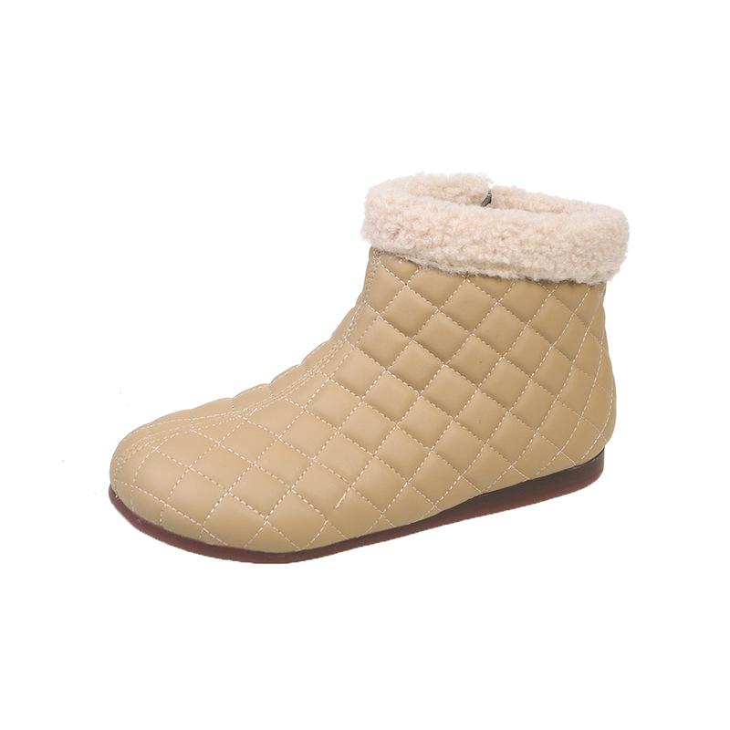 

Зимние новые модные короткие зимние ботинки с боковой молнией женские повседневные плоские ботинки с мягкой бархатной подошвой 41 хаки