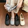 Mode Flache Sohle Französische Mary Jane Damen Schuhe Ballettstil Pendler Schwarz Abendschuhe Runde Zehenpartie Niedriger Absatz Slipper Einzelne Schuhe
