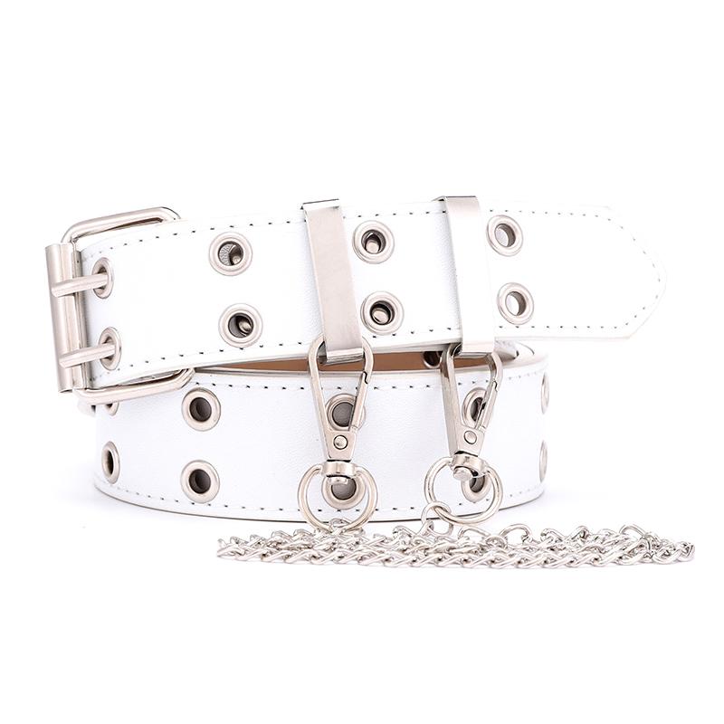 

Женский готический панк пояс на талию, дизайн с цепочкой из сплава, серебряная пряжка-пика, белый, черный, синий пояс, ремень для талии для джинсов, юбки, подарок для девушек белый