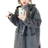 Women's High-End Grey Wool Coat - Petite Hepburn Style for Autumn/Winter