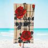Skull Brightly Colored Flower Beach Towel, Large Microfiber Quick Dry Lightweight Pool Bath Towels Sand Free Beach Blanket for