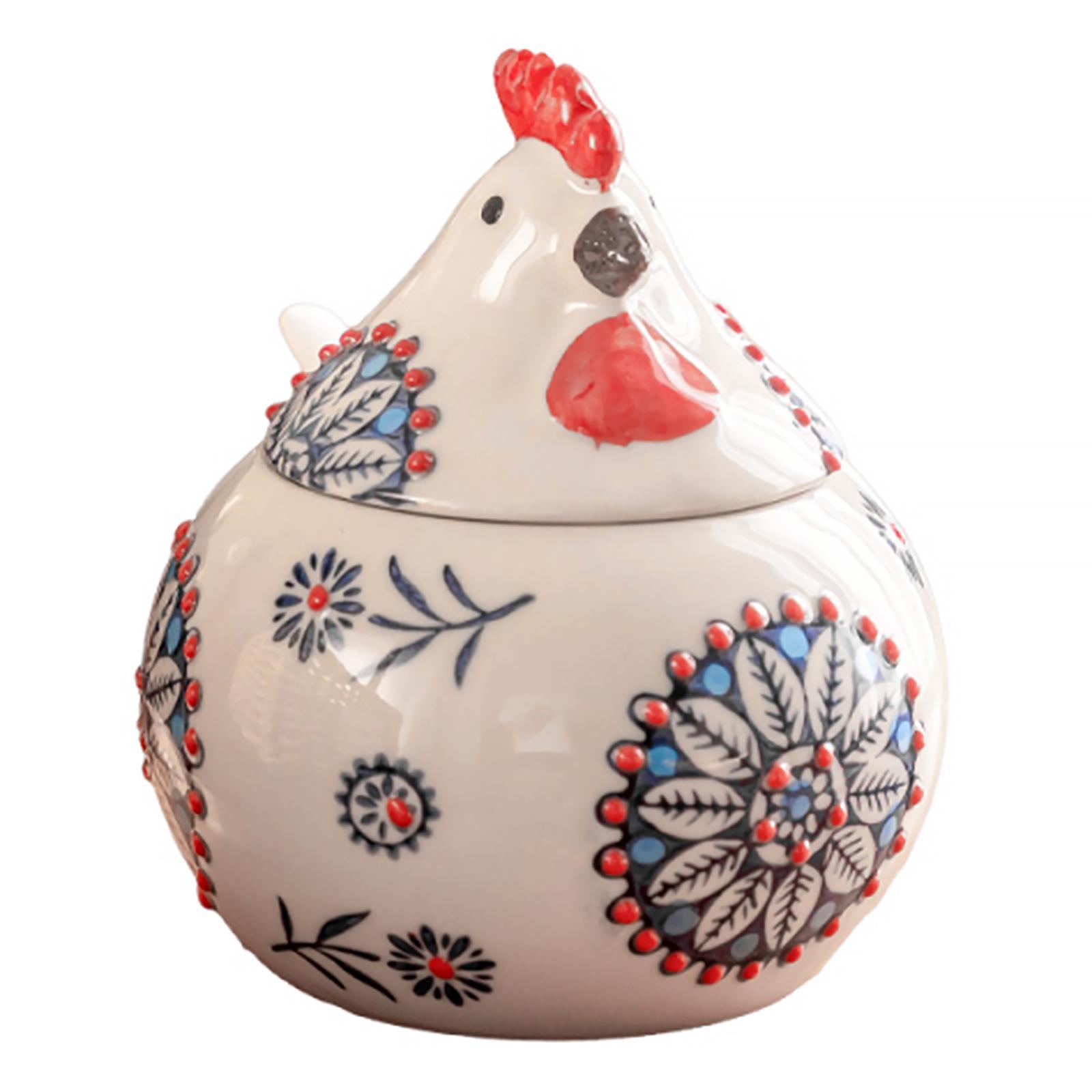 Chicken Shaped Ceramic Seasoning Dispenser Set with Lid Cute Chicken Shape Dispenser for Kitchen Condiments Salt Sugar синий