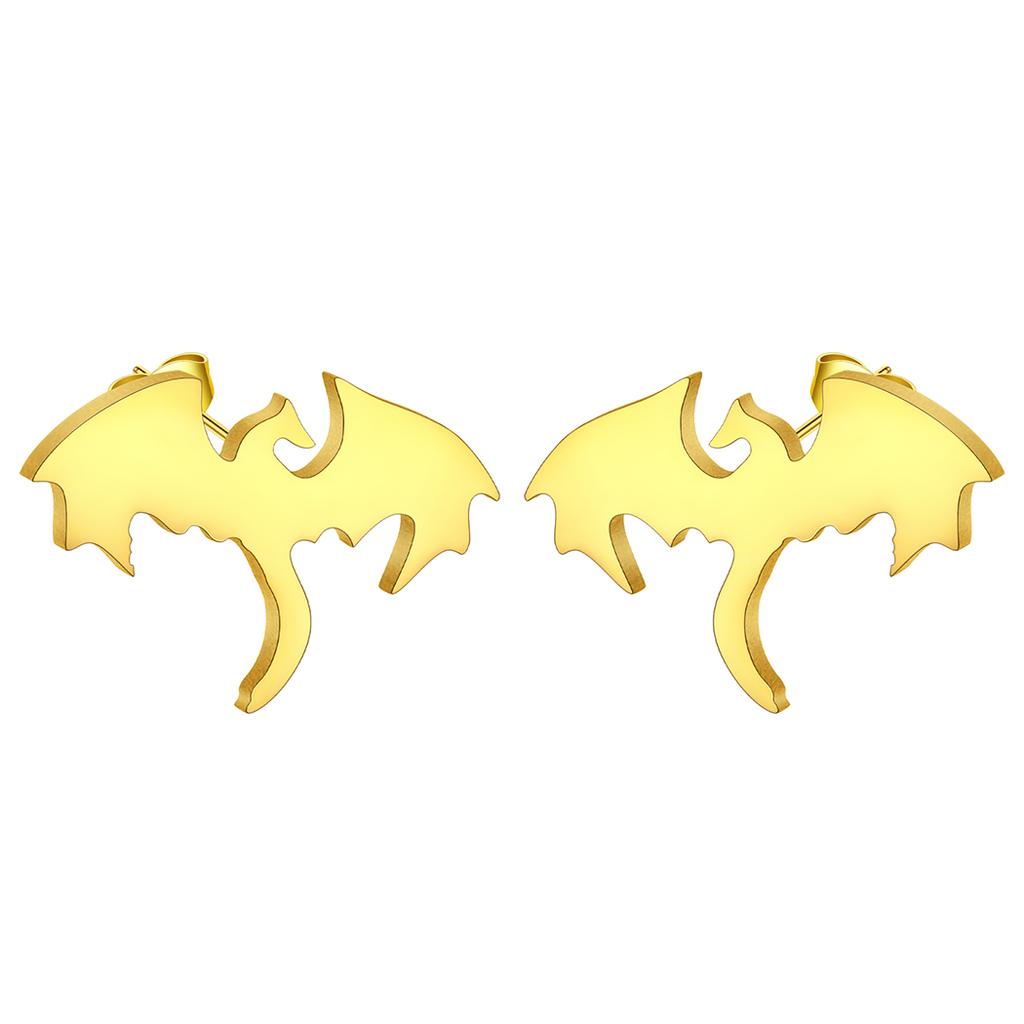 Punk Black Western Dragon Ear Stud Trend Men Stainless Steel Earrings for Women Personalize Rock Hip Hop Streetwear Jewelry Set