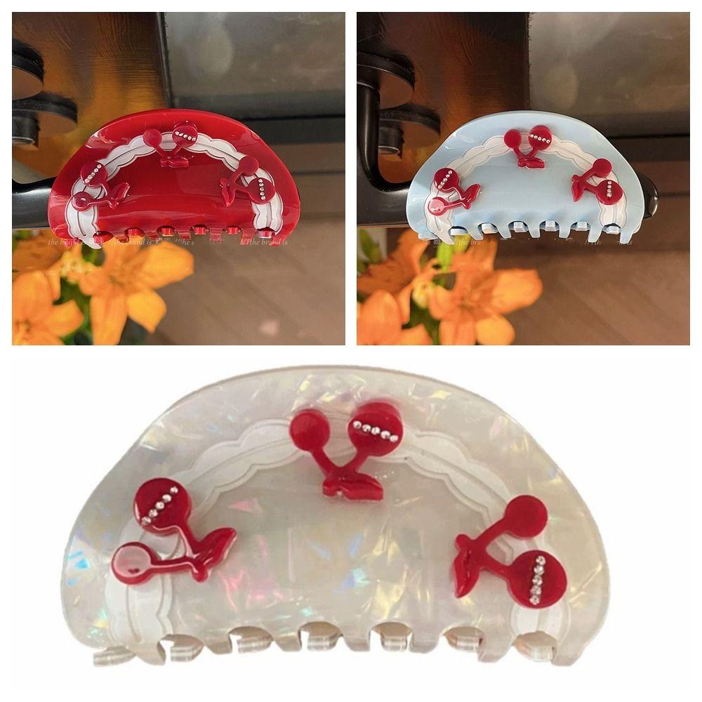 Acetate Acetic Acid Hair Claw Korean Style Geometry Hair Crab Clip Cherry Shark Clip  Headwear