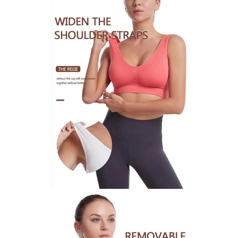 Women Plus Size Breathable Mesh Hollow Out Sports Bra For Yoga Running