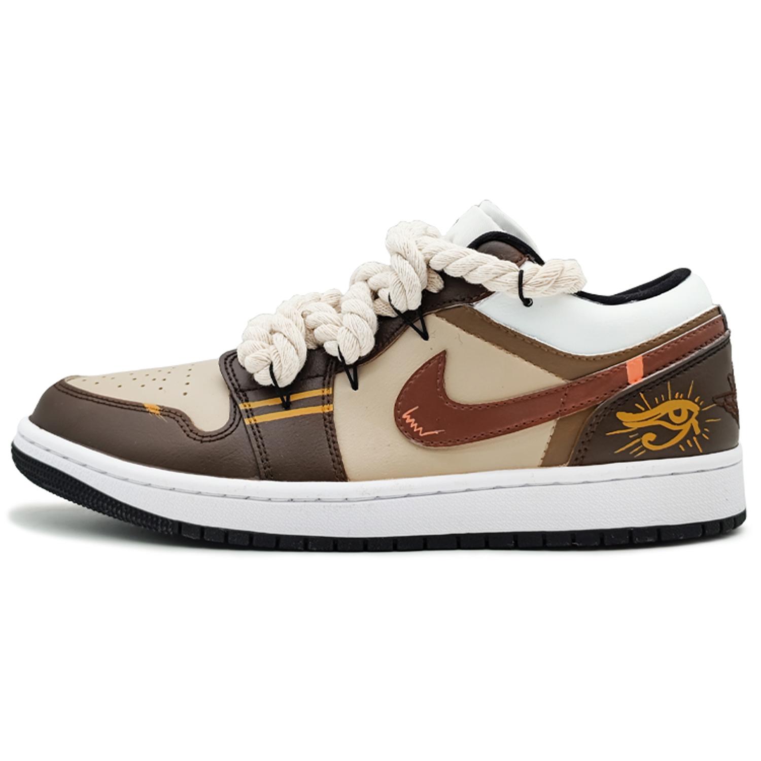 Jordan Air Jordan 1 Panda Low top Vintage Basketball Shoes Women s Beige Brown DC0774-101(Team131-) 38